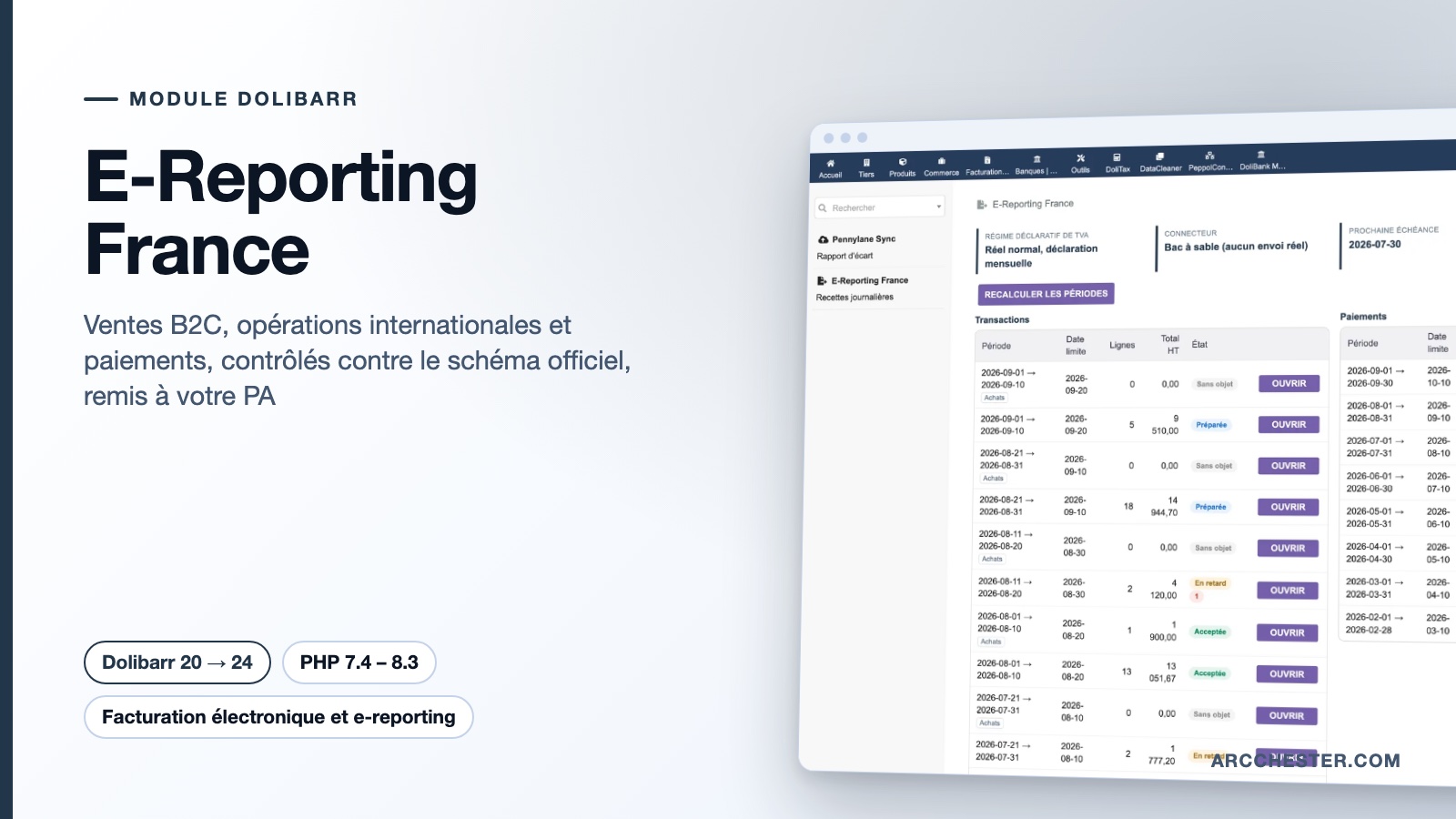 E-reporting Dolibarr, B2C et international : E-Reporting France