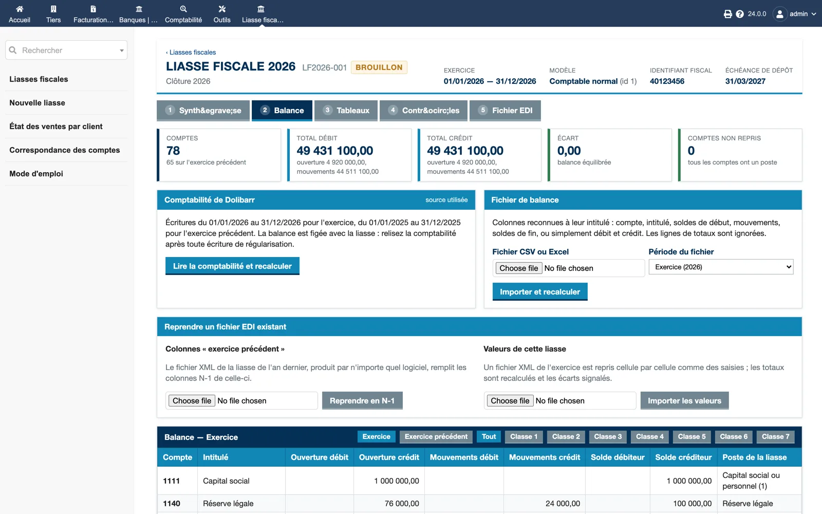 Liasse Maroc EDI — module setup in Dolibarr