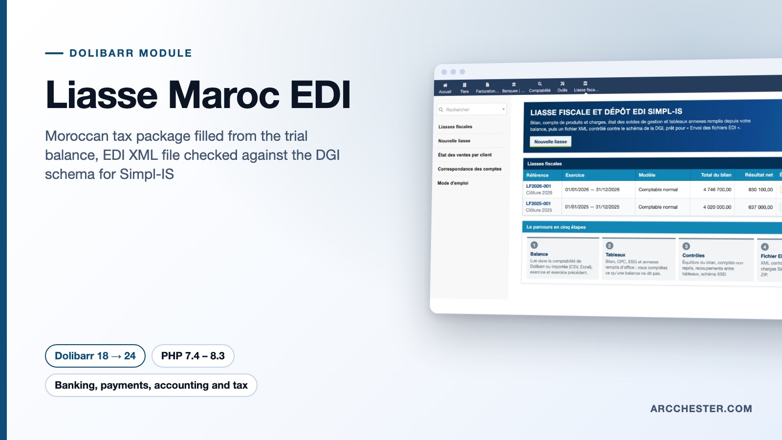 Moroccan tax package in Dolibarr: Simpl-IS EDI XML file