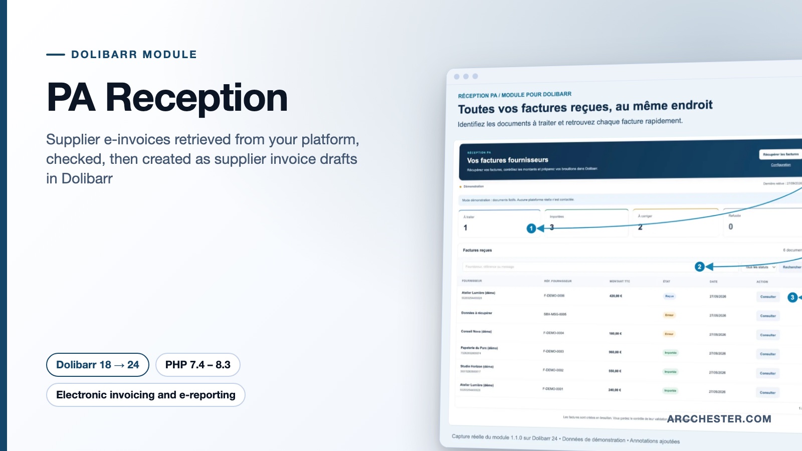 Receive supplier e-invoices in Dolibarr: PA Reception