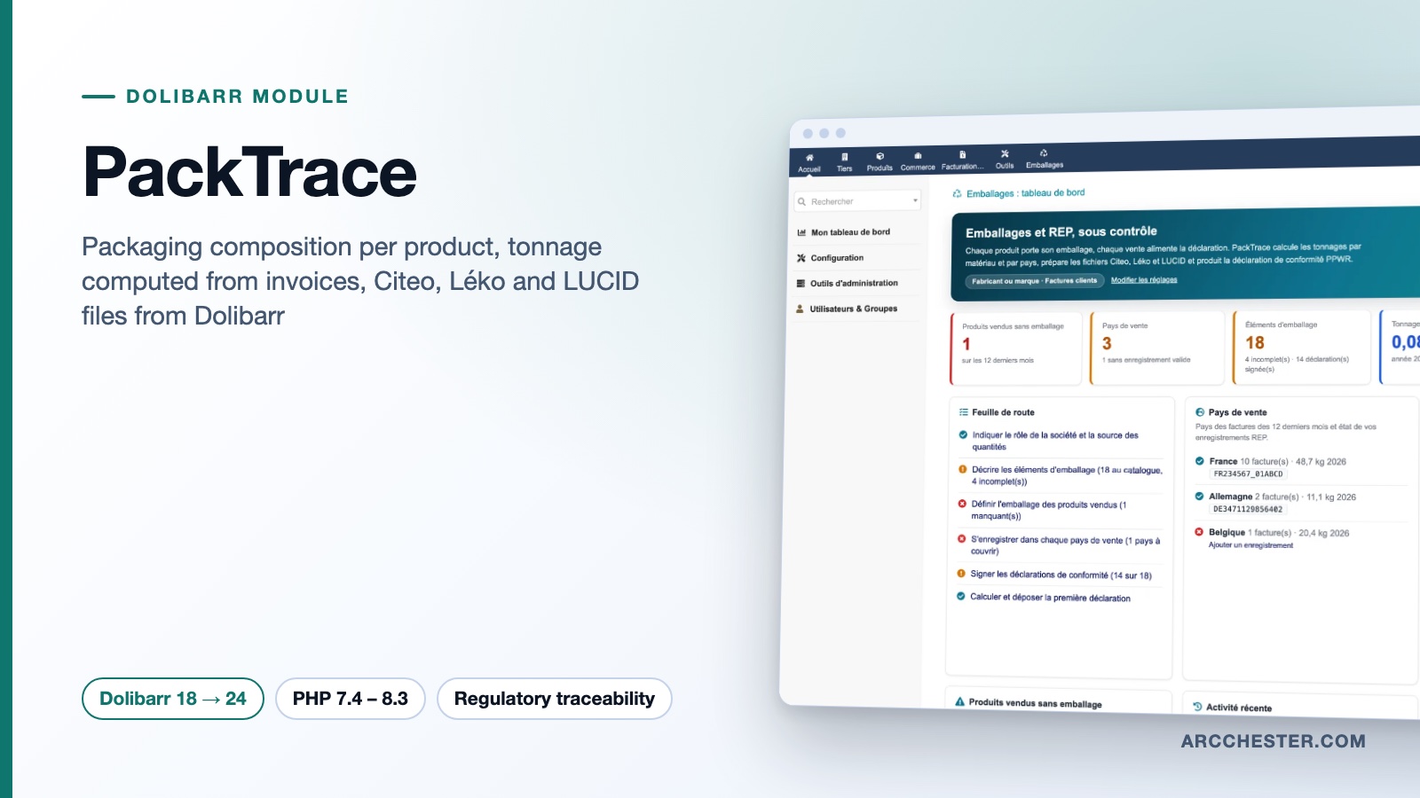 Packaging EPR reports in Dolibarr: Citeo, Léko, LUCID, PPWR
