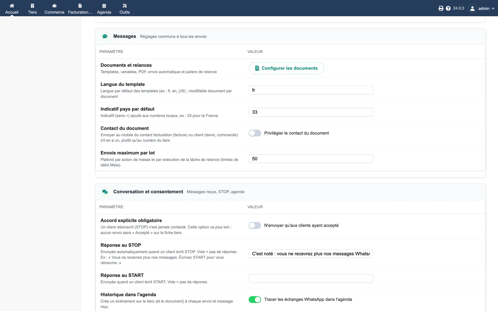 WhatsApp Notify — module setup in Dolibarr