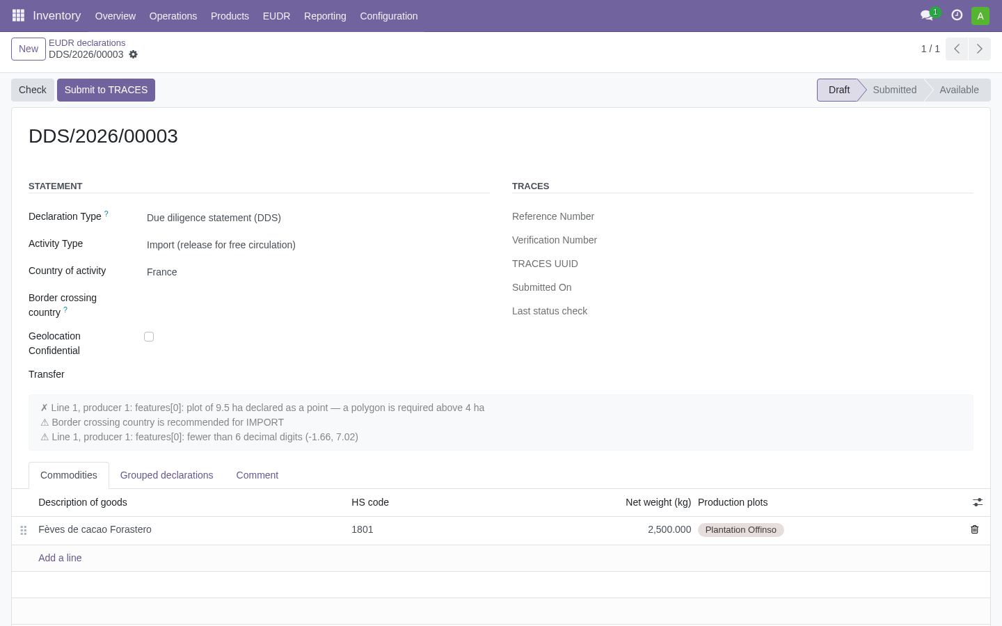 Check before submission — Odoo 17