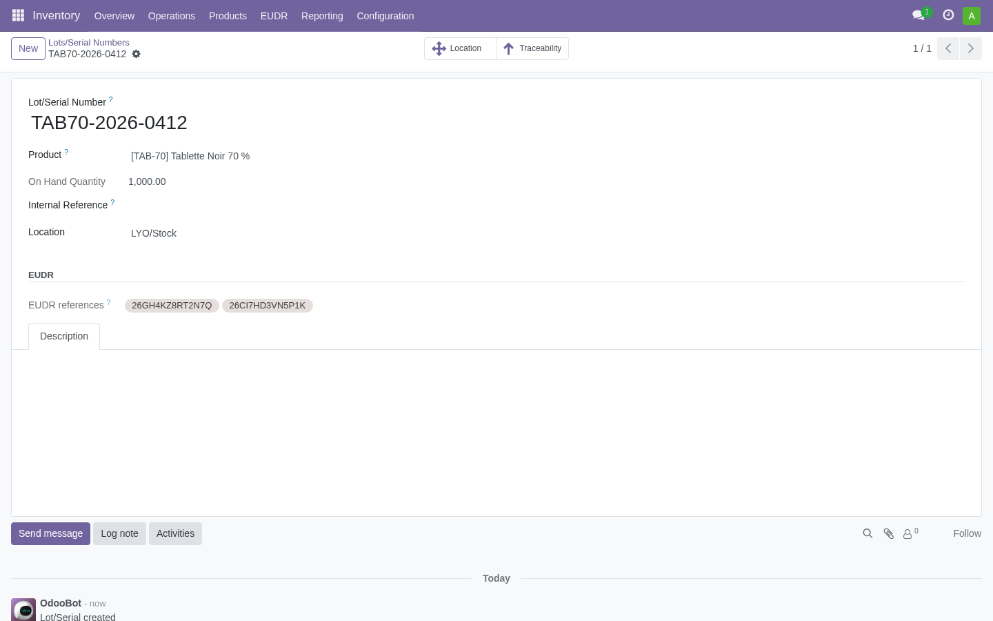 Trace references through production — Odoo 17