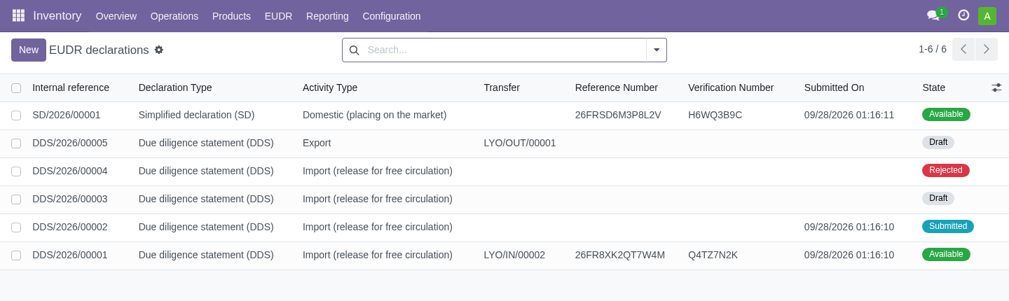 Follow EUDR declarations — Odoo 17