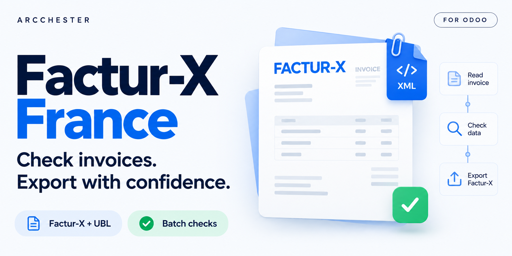 Facturation Factur-X Odoo : export XML, PDF/A-3 et UBL