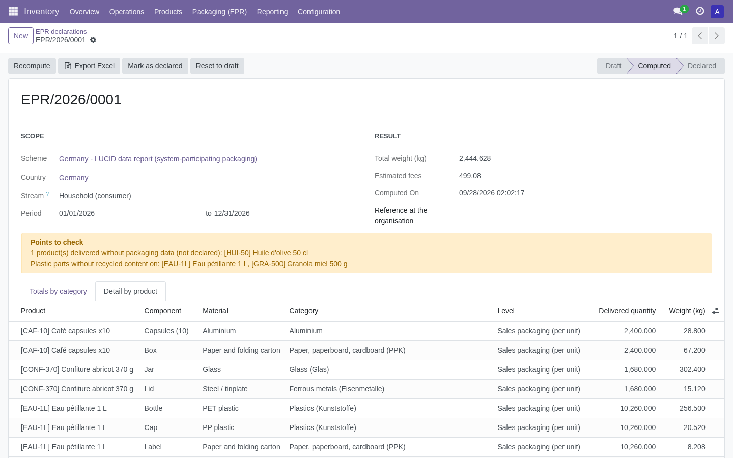 Trace each quantity — Odoo 17