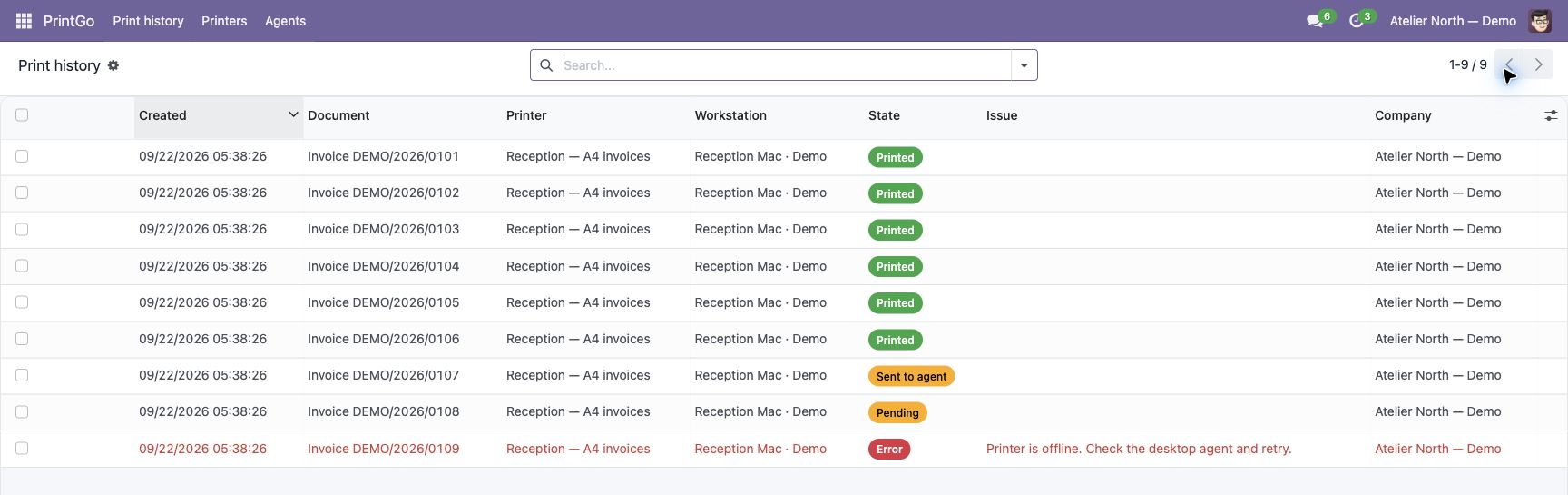 Review the print queue — Odoo 17