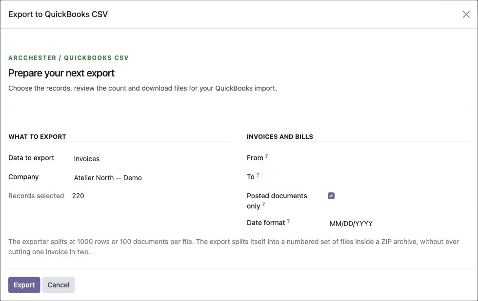 Choisir et contrôler l’export CSV — Odoo 17